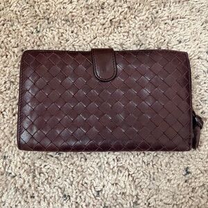 Bottega Veneta Burgundy Intrecciato Leather Vintage Continental Wallet